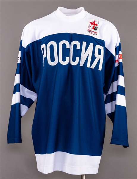 Sergei Nemchinovs 2004 "Team CCCP" Signed Game-Worn Jersey from the Igor Larionov Farewell Game with Larionovs Signed LOA
