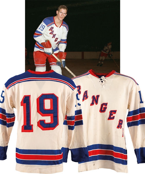 Jean Ratelles 1964-65 New York Rangers Game-Worn Jersey with His Signed LOA - Numerous Team Repairs!