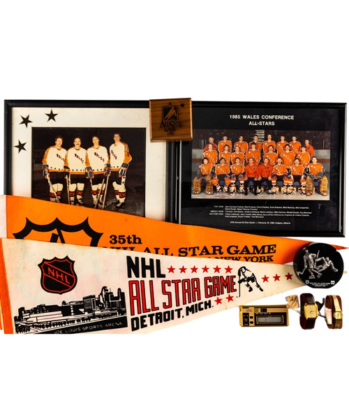Bryan Trottiers NHL All-Star Game Memorabilia Collection Including Team Photos, Programs, Pennants and Assorted Mementoes from His Personal Collection with His Signed LOA
