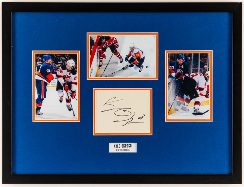 New York Islanders Signed Display and Autograph collection of 37 including HOFers Mike Bossy, Bryan Trottier, Denis Potvin and Billy Smith 