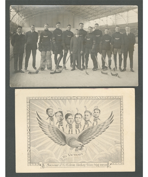 Winnipeg Falcons 1919-20 Hockey Team Postcard Collection of 2 Including Real Team Photo Postcard