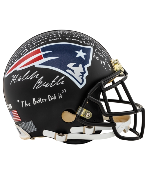 Malcolm Butler Signed Limited-Edition New England Patriots Full-Size Helmet #1/1 with Display Case - Lengthy Super Bowl XLIX Annotation - Fanatics Authenticated