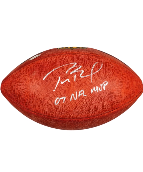Tom Brady Signed Football with "2007 NFL MVP" Annotation - TriStar Authenticated