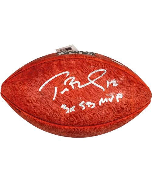 Tom Brady Signed Super Bowl XLIX Football with "3X SB MVP" Annotation - TriStar Authenticated