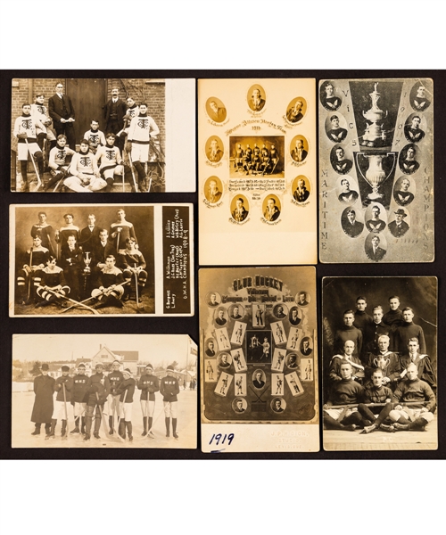 Vintage 1900s/1920s Canadian Hockey Team Real Photo Postcard Collection of 30