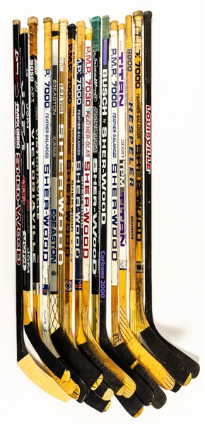 Montreal Canadiens 1990s/2000s game-used sticks (16) including Russ Courtnall and Mark Recchi 