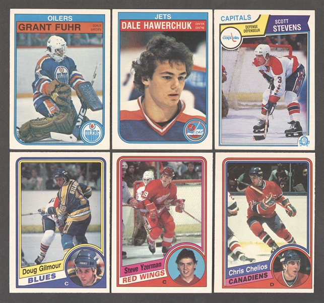 1982-83, 1983-84 and 1984-85 O-Pee-Chee Hockey Complete Sets (3) Including Fuhr, Hawerchuk, Stevens, Yzerman, Chelios and Gilmour Rookie Cards