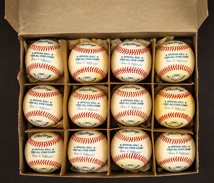 1980 MLB All-Star Game Official Rawlings Baseball in Box (12) - Dodger Stadium