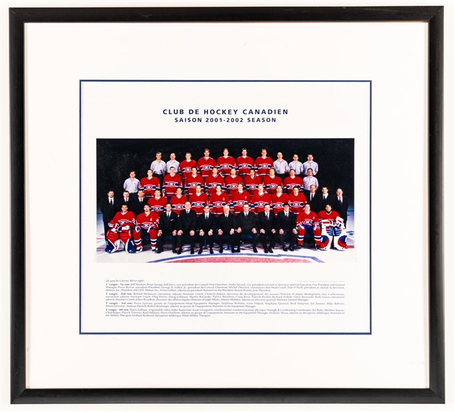 Montreal Canadiens 2001-02 Framed Team Photo from the Montreal Canadiens Archives (21 ½” x 23 ½”)