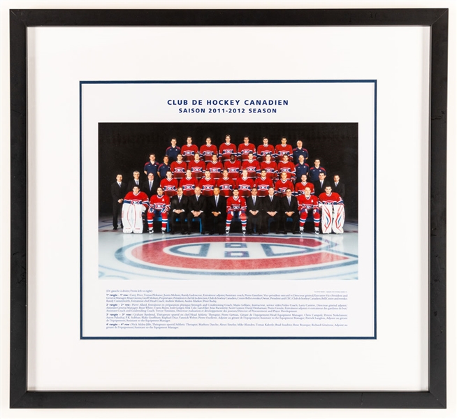Montreal Canadiens 2011-12 Framed Team Photo from the Montreal Canadiens Archives (21 ½” x 23 ½”) 