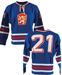 Ivan Hlinkas 1974 IIHF World Championships Team Czechoslovakia Game-Worn Jersey from Anders Hedbergs Personal Collection with His Signed LOA 