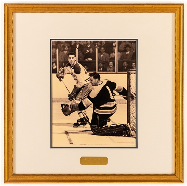 Bert Olmstead Montreal Canadiens Hockey Hall of Fame Honoured Member Framed Photo Display from the Montreal Canadiens Archives (16" x 16")