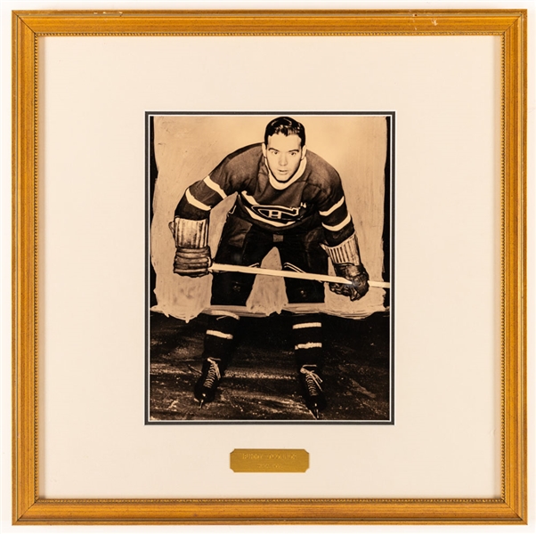 Buddy O’Connor Montreal Canadiens Hockey Hall of Fame Honoured Member Framed Photo Display from the Montreal Canadiens Archives (16" x 16")