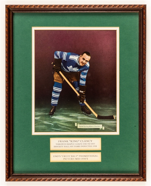 King Clancy 1930s Toronto Maple Leafs Enos Fruit Salt Framed Promotional Picture (12" x 15")