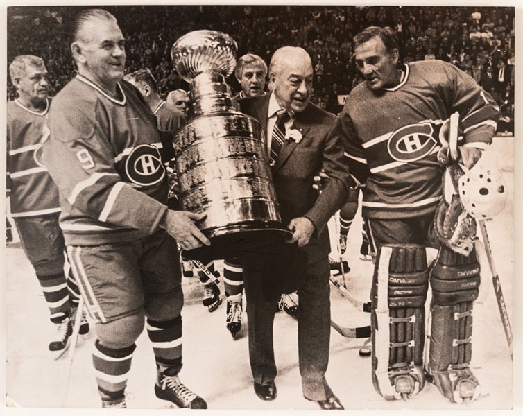 Montreal Canadiens 75th Anniversary Photo Display featuring Maurice Richard, Toe Blake, and Jacques Plante from the Montreal Canadiens Archives (29 7/8” x 37 ¾”)