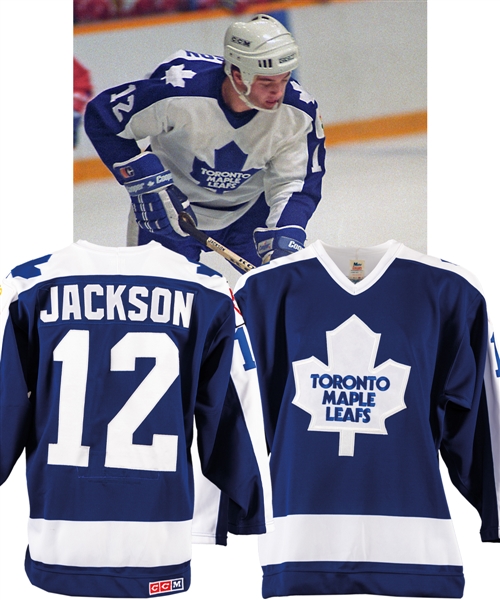 Jeff Jacksons 1986-87 Toronto Maple Leafs Game-Issued Jersey - Heart and Stroke Foundation and King Clancy Memorial Patches!