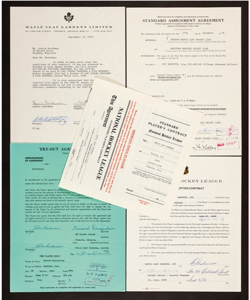 Toronto Maple Leafs 1960s/1970s Official NHL Document Collection of 5 - All Signed by Deceased HOFer Punch Imlach