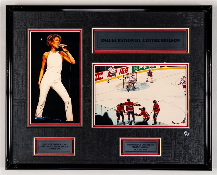 Molson Centre Inauguration Photo Display featuring Celine Dion and Montreals First Goal from the Montreal Canadiens Archives (16 1/8" x 20 1/8")