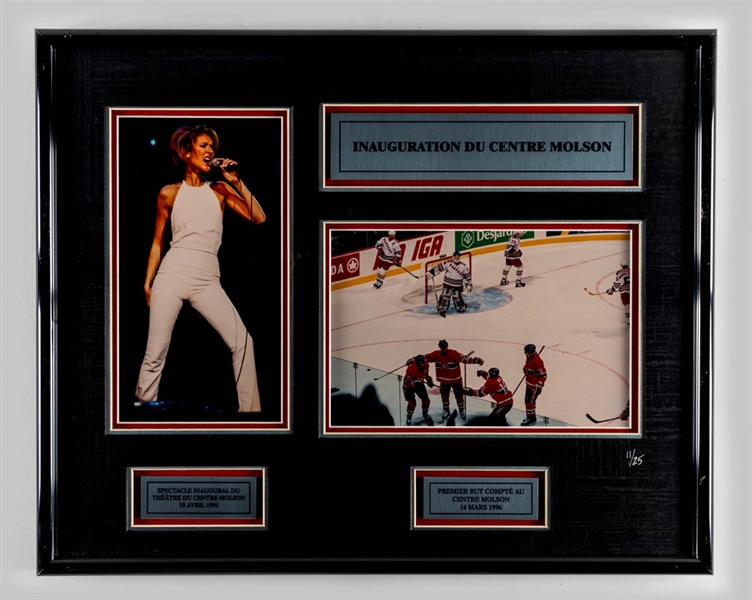 Molson Centre Inauguration Photo Display featuring Celine Dion and Montreals First Goal from the Montreal Canadiens Archives (16" x 20")