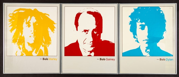 Bob Gainey, Bob Dylan and Bob Marley Framed Picture Displays from the Montreal Canadiens Archives (16” x 20”)