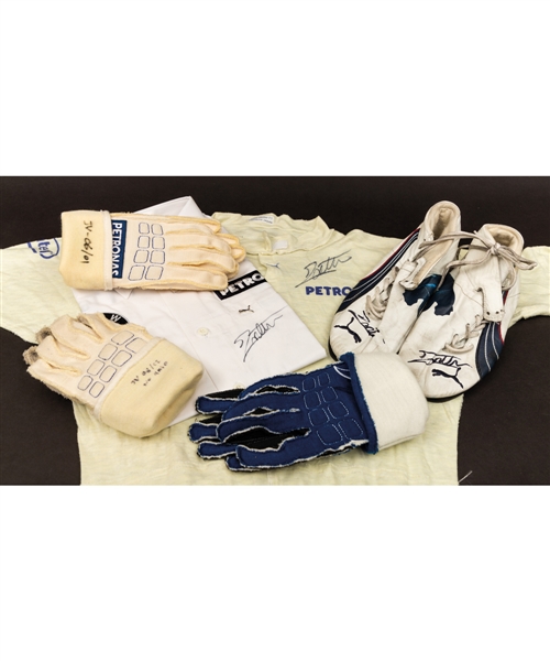Jacques Villeneuves 2006 BMW Sauber F1 Team Race-Worn/Team-Issued Item Collection of 7 Plus Nomex Racing Underwear (6 Pieces – 2 Signed) with His Signed LOA  