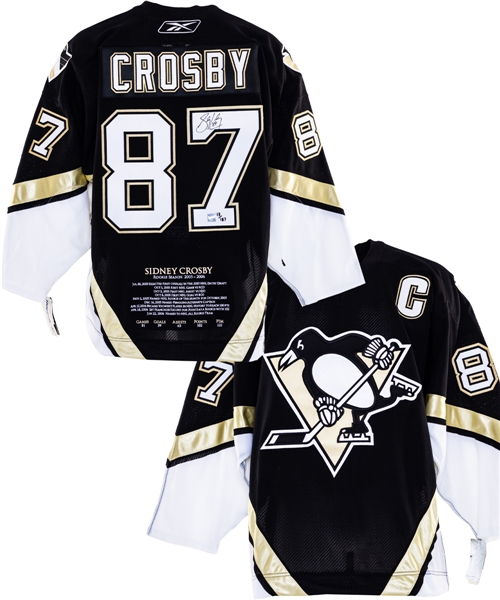 Sidney Crosbys Signed Pittsburgh Penguins Limited-Edition Jersey #13/187 with COA - Embroidered Rookie Season Statistics