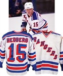 Anders Hedbergs 1984-85 New York Rangers Game-Worn Jersey with His Signed LOA - Team Repairs! - Bill Masterton Trophy Season! 