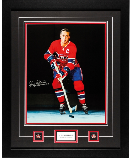 Jean Beliveau Signed Montreal Canadiens Framed Photo with COA (26” x 32”)