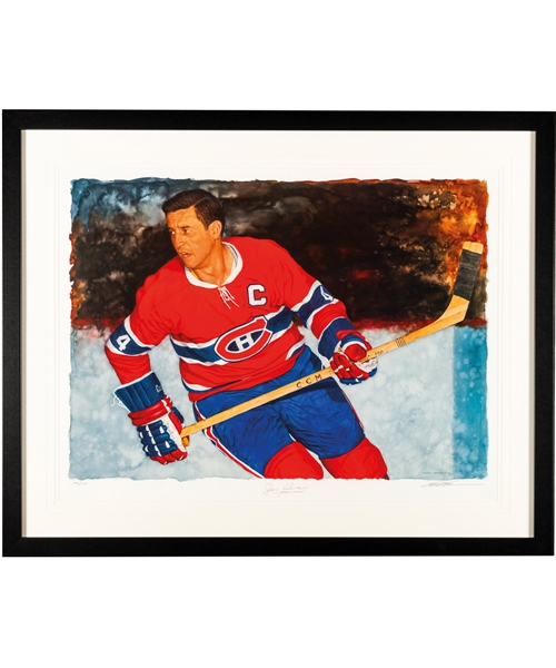 Jean Beliveau Signed Montreal Canadiens Framed Limited-Edition Glen Green Lithograph with COA (28” x 35”)