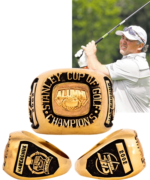 Dale Hawerchuks 2002 NHL Alumni "Stanley Cup of Golf" 10K Gold Championship Ring with Family LOA