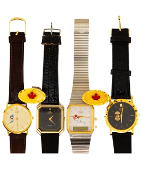 Dale Hawerchuks Watch Collection of 4 Including 1986 World Championships, Rendez-Vous 87, Canada Cup and NHL All-Star Game Plus Team Canada Cufflinks with Family LOA 