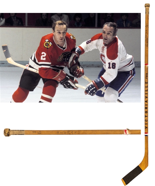 Henri Richards Early-1970s Montreal Canadiens Victoriaville Pro Signed Game-Used Stick