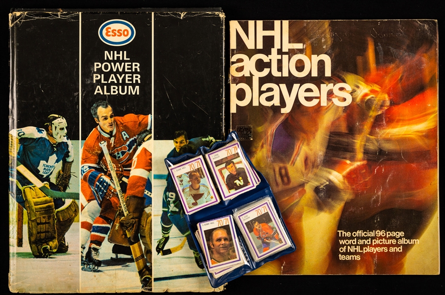1970-71 Esso Power Players Complete Sets in Albums (2) and Loose Stamps (170+), 1974-75 Loblaws Action Hockey Players Stamp Complete Set in Album and Assorted Vintage and Modern Cards