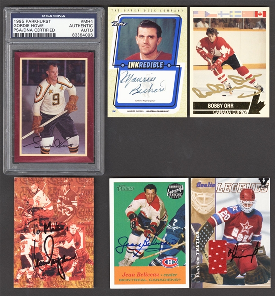 Signed Hockey Card Collection of 370+ Including Richard, Howe, Beliveau, Orr, Dryden, Tretiak and Other HOFers       