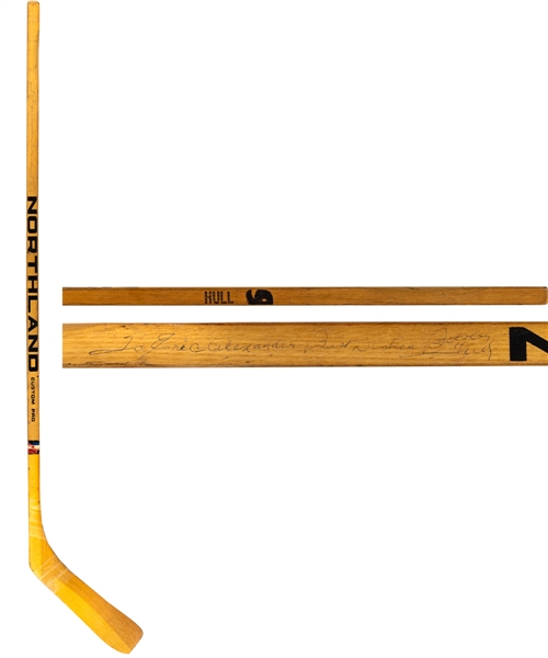 Bobby Hull’s Early-to-Mid-1970s WHA Winnipeg Jets Signed Northland Game-Issued Stick 