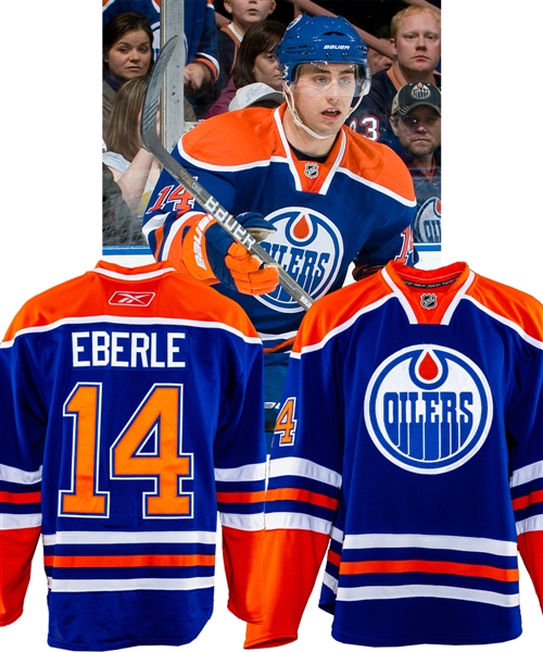 Jordan Eberle’s 2010-11 Edmonton Oilers Game-Worn Rookie Season Blue Retro Jersey with Team LOA – Photo-Matched! 