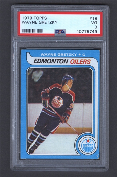 1979-80 Topps Hockey Card #18 HOFer Wayne Gretzky Rookie - Graded PSA 3