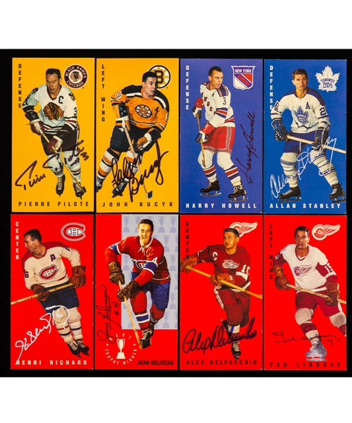 1994 Parkhurst Tall Boys (1964-65) Signed Hockey Cards (272) Including Deceased HOFers Beliveau, Lindsay, H. Richard, Gadsby, Pronovost, Pilote, Bower, Stanley and Kelly