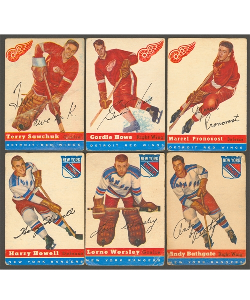 1954-55 Topps Hockey Card Near Complete Set (54/60) Including Terry Sawchuk and Gordie Howe Cards