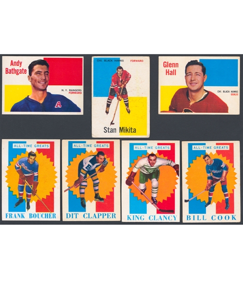 1960-61 Topps Hockey Card Near Complete Set (58/66) Including Stan Mikita Rookie Card
