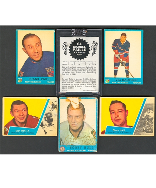 1962-63 Topps Hockey Card Starter Set (61/66), Unproduced 1962-63 Topps #61 Marcel Paille Printing Plate and 1963-64 Topps Starter Set (59/66)