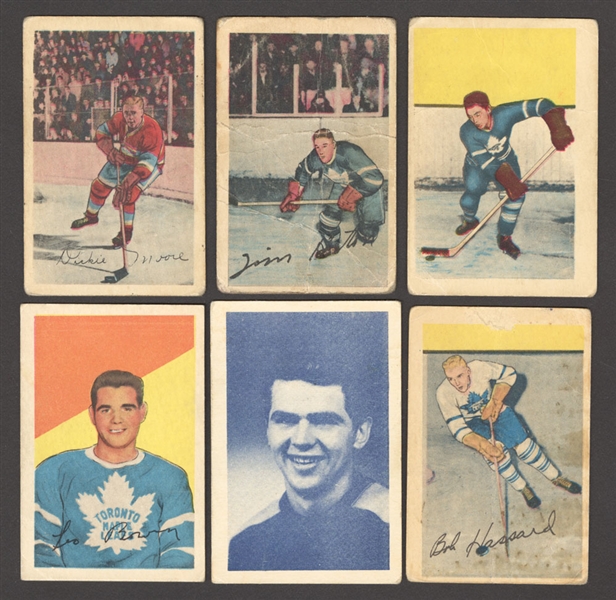 1952-53 Parkhurst Hockey Card Starter Set (38/105) Including Tim Horton, Dickie Moore, George Armstrong and Leo Boivin Rookie Cards Plus Assorted 1950s Cards (9)