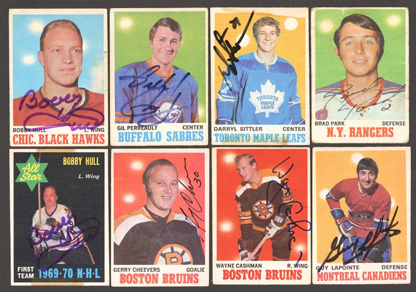 1970-71 O-Pee-Chee Hockey Card Near Complete Set (263/264) with 19 Signed Cards Including Perreault, Sittler, Park, Lapointe and Cashman Signed Rookie Cards