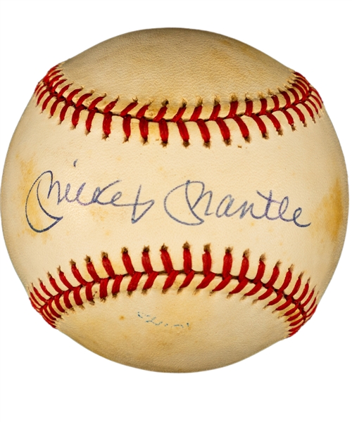 Mickey Mantle Single-Signed Rawlings Official AL Bobby Brown Baseball - JSA Certified