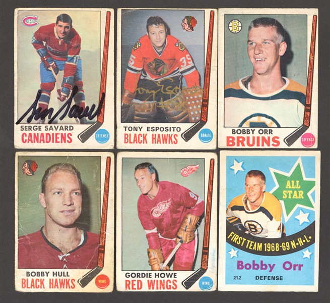 1969-70 O-Pee-Chee Hockey Complete 231-Card Set Including Serge Savard and Tony Esposito Autographed Rookie Cards and Gordie Howe Signed Card