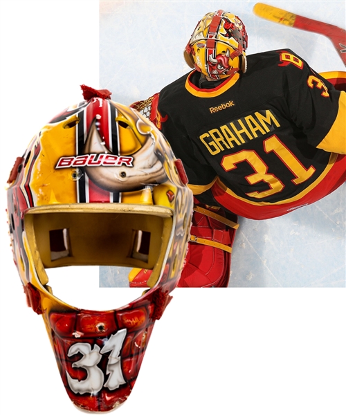 Charlie Grahams Early-to-Mid-2010s OHL Belleville Bulls Game-Worn Goalie Mask – Photo-Matched! 