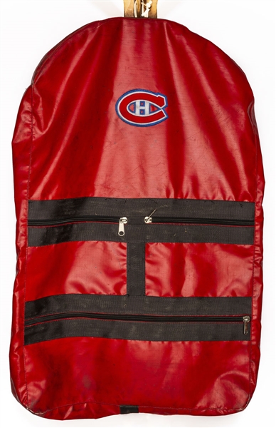 Montreal Canadiens Early-1990s Team Travel Clothing Bag Attributed to Denis Savard Plus Montreal Canadiens 1990s Practice Jerseys (2) Including 1998-99 Craig Rivet Practice Jersey