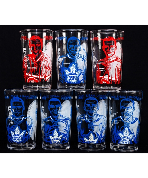 1960-61 Montreal Canadiens and Toronto Maple Leafs York Peanut Butter Glass Collection of 7