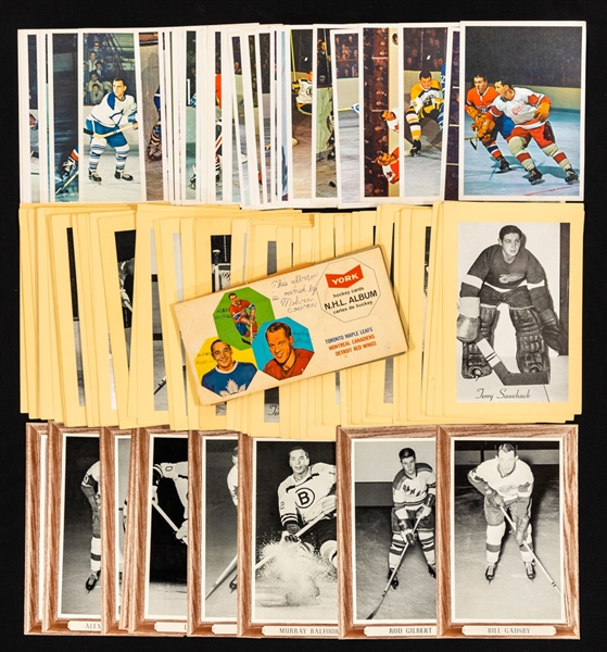 Bee Hive Group 2 (1945-64) and Group 3 (1964-67) Hockey Photos (80), 1963-64 Toronto Star "Stars In Action" Hockey Photos (42) and Other Cards