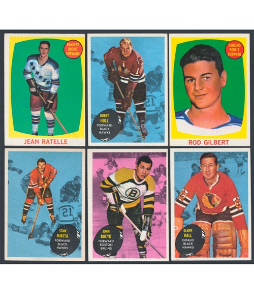 1961-62 Topps Hockey Complete 66-Card Set Plus 1961-62 Esso Schedule and November 2nd, 1961 Bruins vs Canadiens Montreal Forum Full Ticket